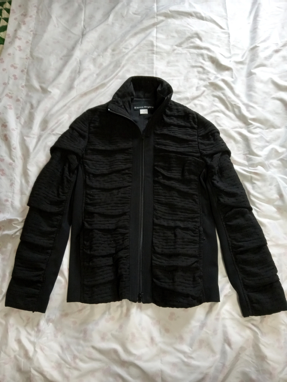 Bianca Nygard Black Textured Zip-Front Womens Jacket - Size 8